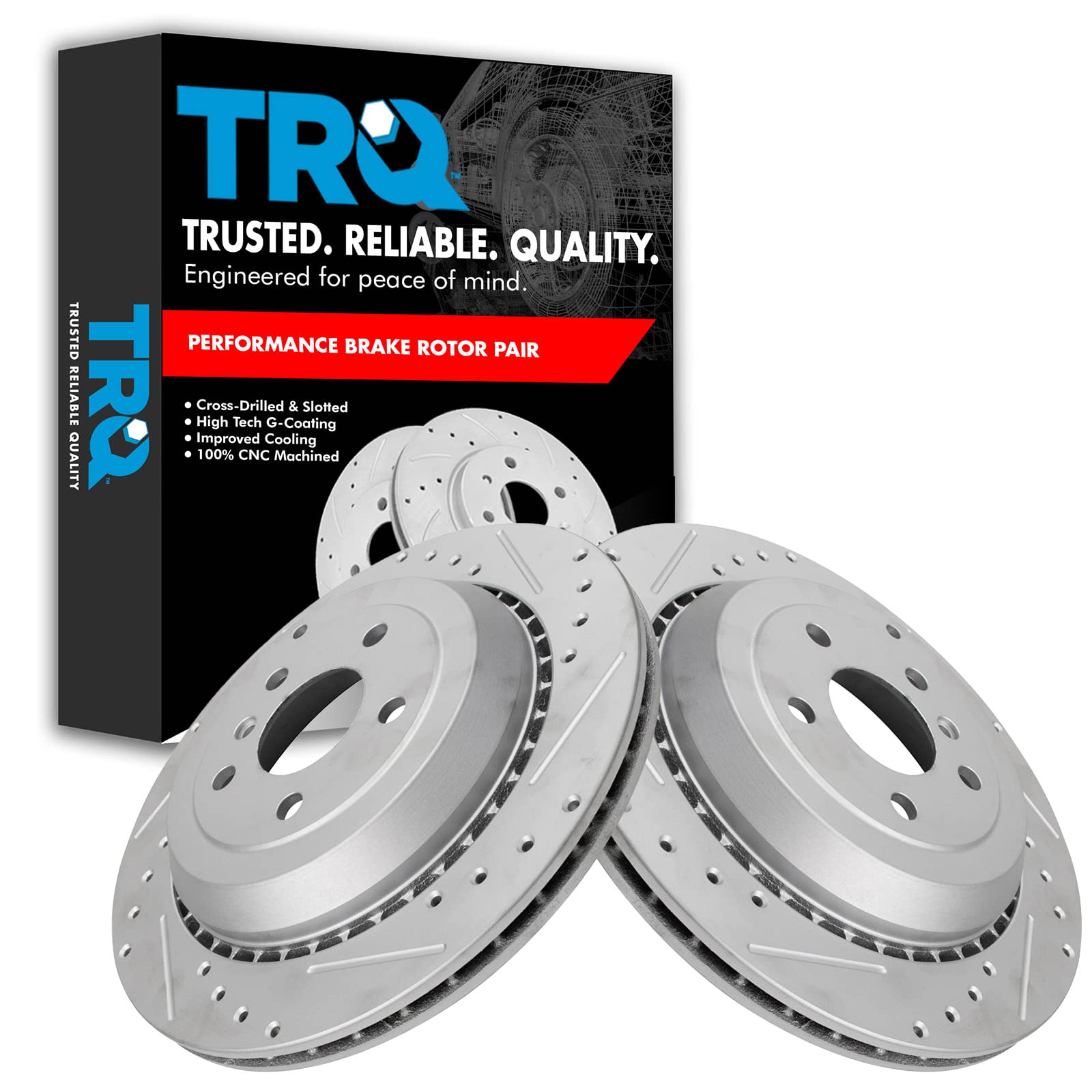 Trq Performance Rear Drilled Slotted Coated Brake Rotor Set For Mercedes Benz