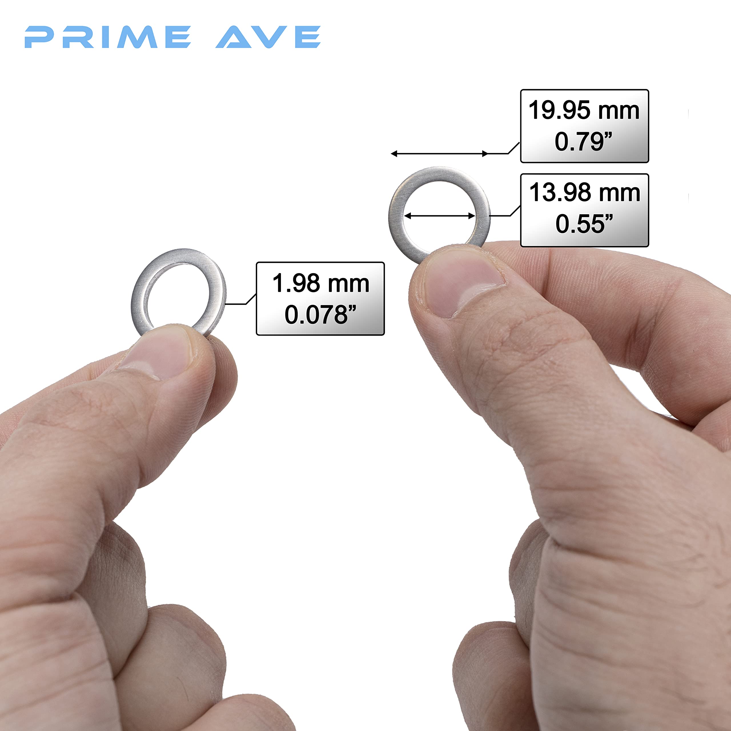 Prime Ave 14mm Crush Aluminum Oil Drain Plug Gasket Washers Compatible/Replacement for Hyundai & Kia Part# 21513-23001 (Package