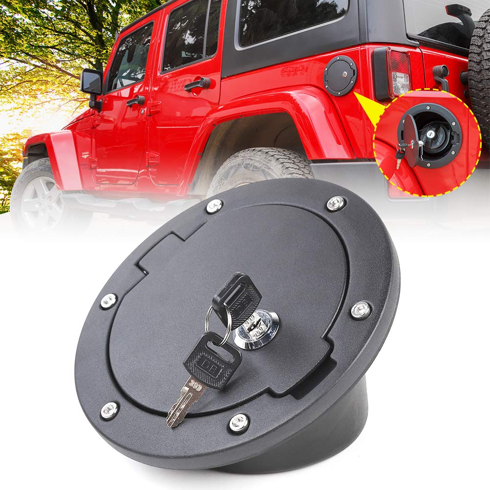 Fuel Door Cover Jecar Locking Gas Cap Cover For 2007-2018 Jeep Wrangler Jk & Unlimited