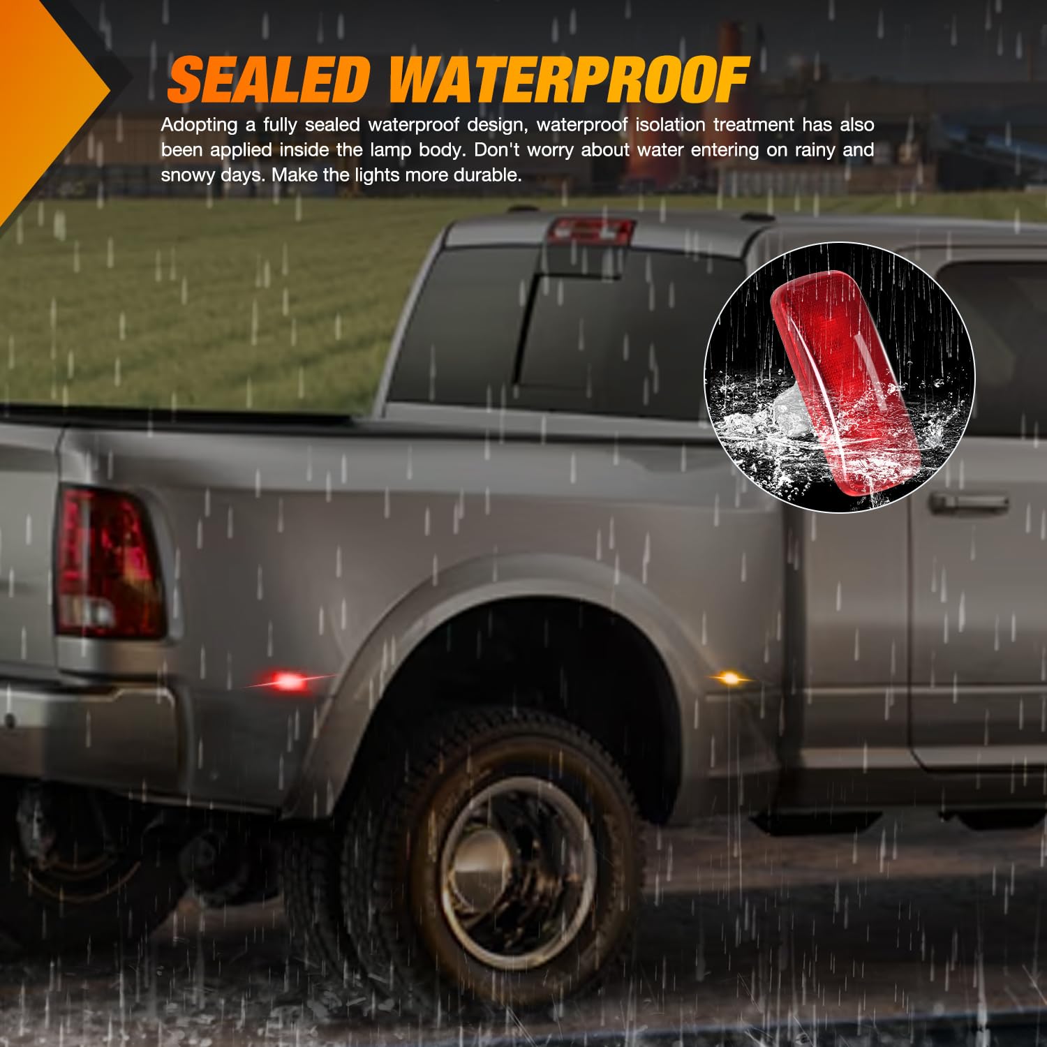 Nilight Wheel Fender Side Marker Lights 4 Pcs 3 Led Red Amber Front Rear Clearance Lights Plug And Play Waterproof Compatible Wi