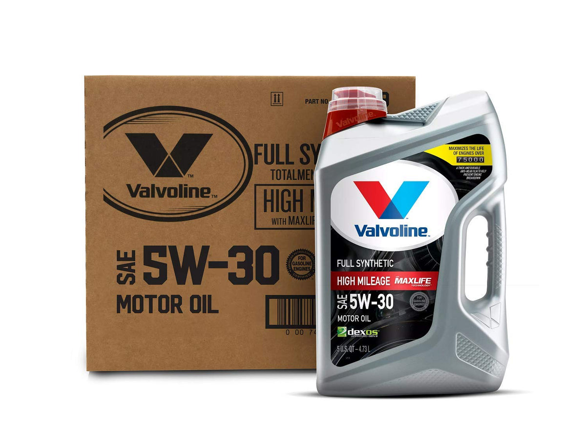 Valvoline Full Synthetic High Mileage With Maxlife Technology Sae 5W-30 Motor Oil 5 Qt, Case Of 3