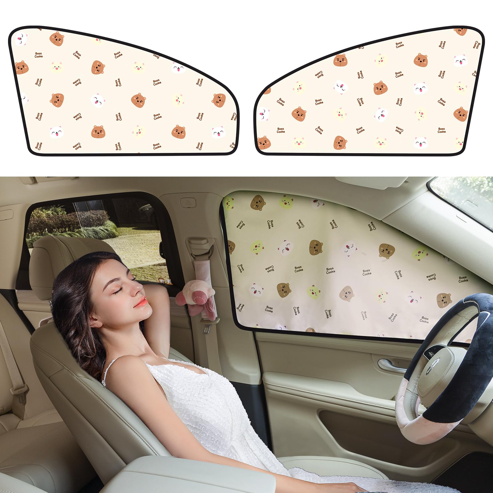Aokway Car Window Shade (2Pack) - Uv-Blocker Magnetic Side Window Sunshade For Driver And Passenger | 99% Uv Protection For Seda