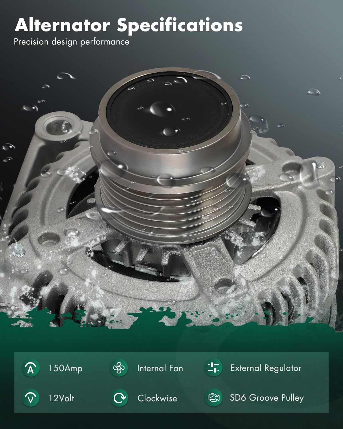 SCITOO Alternator Fits for Jeep Liberty 2005-2006 L4 2.8L - 12V 150Amp CW SD6 Groove Pulley, Replace OE 11114 104210-4240 104210