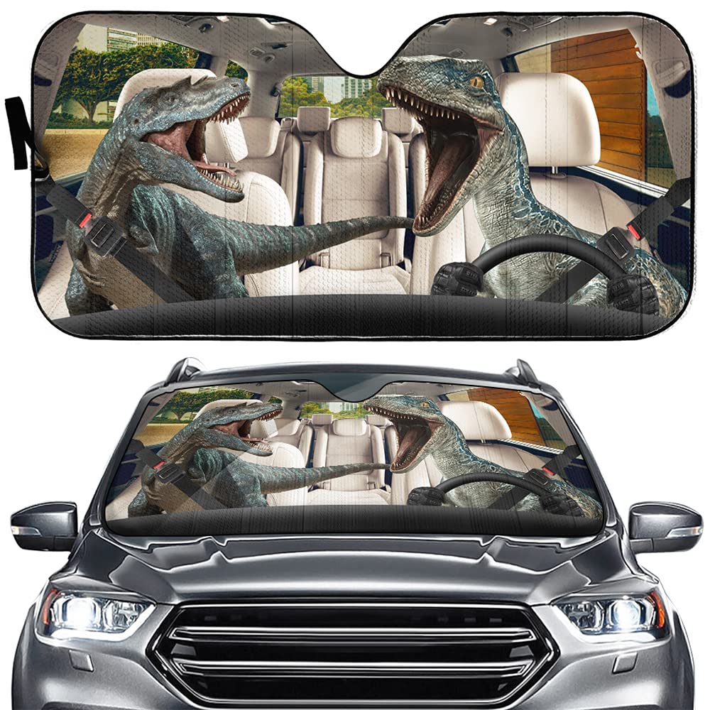 Tyrannosaurus Driver Windshield Sun Shade Angry Sunshade Visor for Car Auto Decor Ultraviolet-Proof Dinosaur Front Windshield Sh