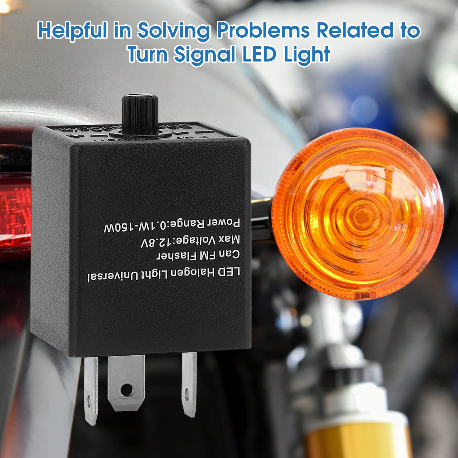 LED Flasher Relay 12V/24V, Motorcycle Electric Flasher for Turn Light Fast Hyper Flash, 1 Pack