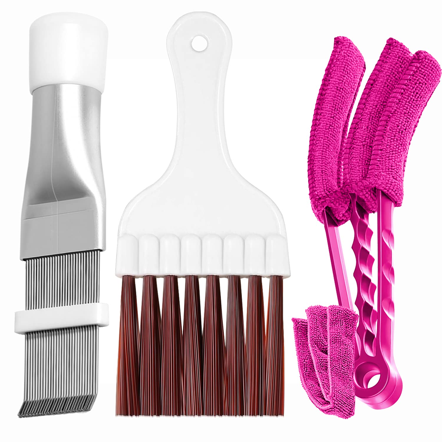 Hommtina 3 Pcs Air Conditioner Condenser Fin Comb/Cleaning Brush, Coil Cleaner Whisk Brush with Window Blinds Brush Dust Cleaner