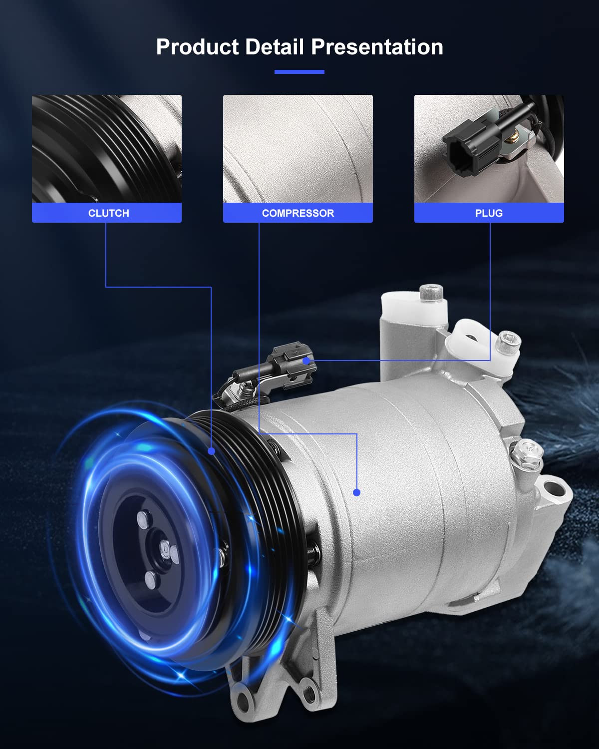 Eccpp A/C Compressor 2002-2006 For Nissan Altima 2004-2008 For Nissan Maxima 3.5L Ac Compressor Pump Dks17D