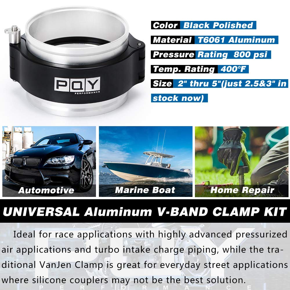 Pqy 2 Inch Aluminum Quick Release V Band Clamp With Flange Intake Intercooler Pipe Clamp Throttle Union Sleeve