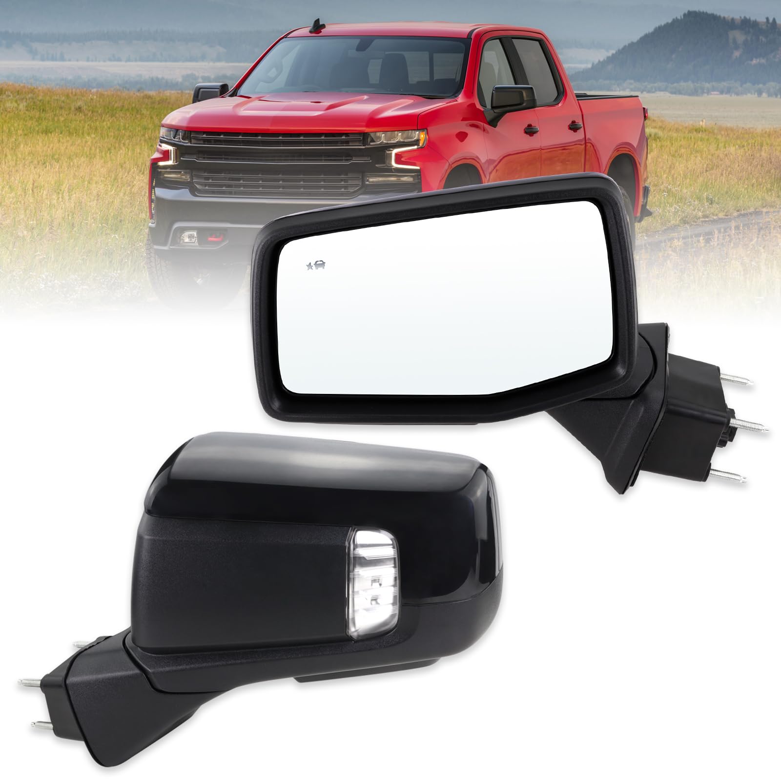 Lqito Left Driver Side Mirror Compatible With 2019-2025 Chevy Silverado 1500 With Power Glass Power Folding Heated Turn Signal P