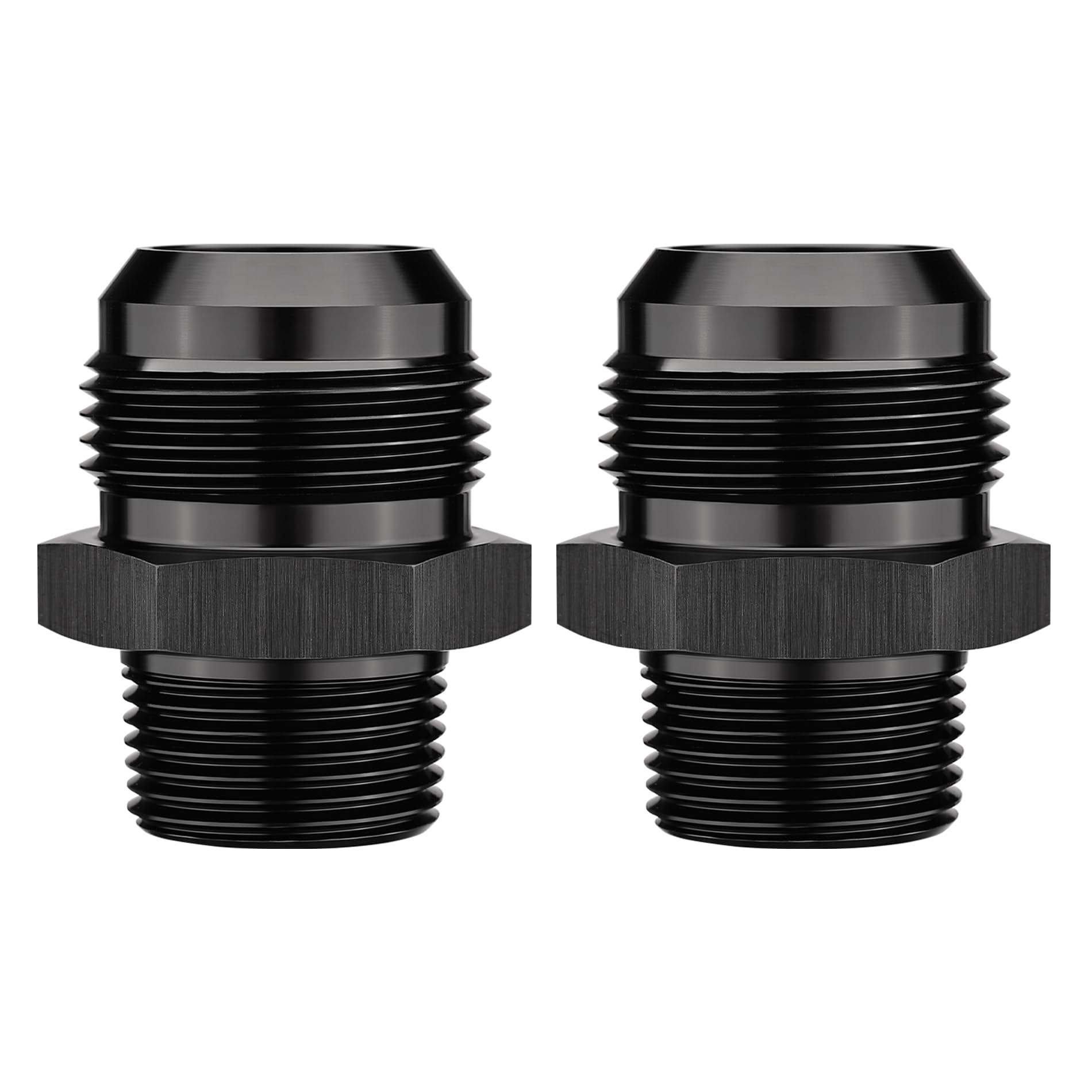 Evil Energy 16An Male Flare To 3/4'' Npt Pipe Fitting Adapter Straight Aluminum Black 2Pcs