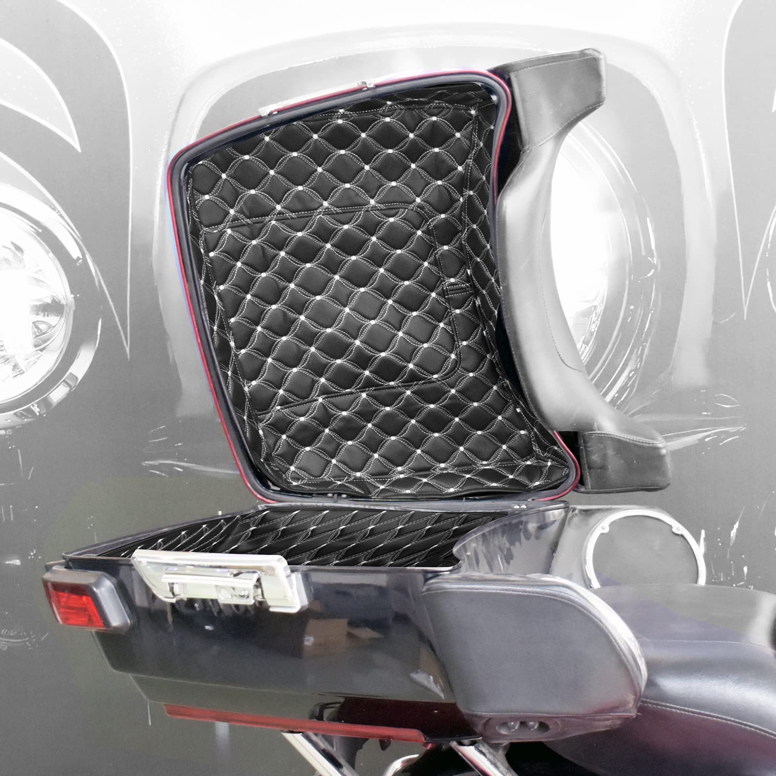 Hdbubalus King Tour Pack Liners White Thread Stitching Touring Pak Inserts Fit For Harley Touring Electra Road King Street Glide Ultra Limited 2014-2022 (Floral Pattern)