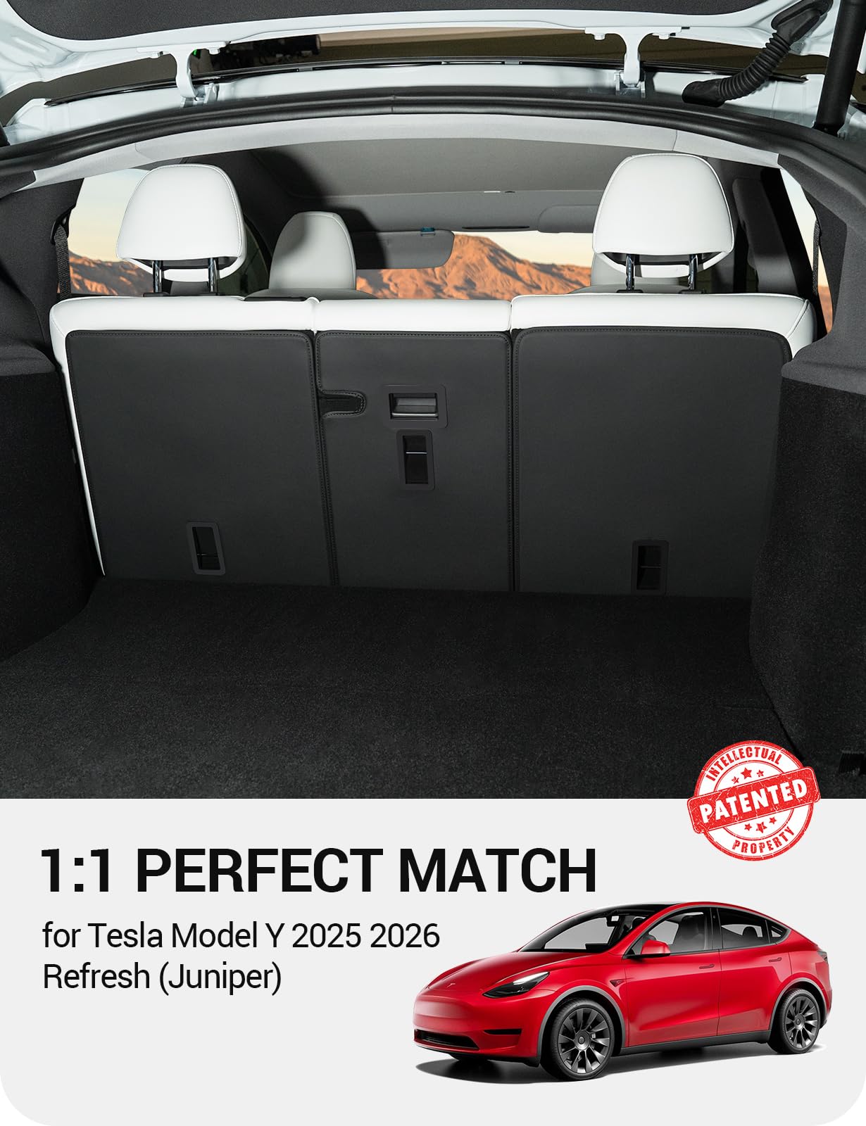 Basenor 2025 2026 Tesla Model Y Second Row Seats Back Leather Cover All Weather Seat Protector Mat For Model Y Juniper Accessori