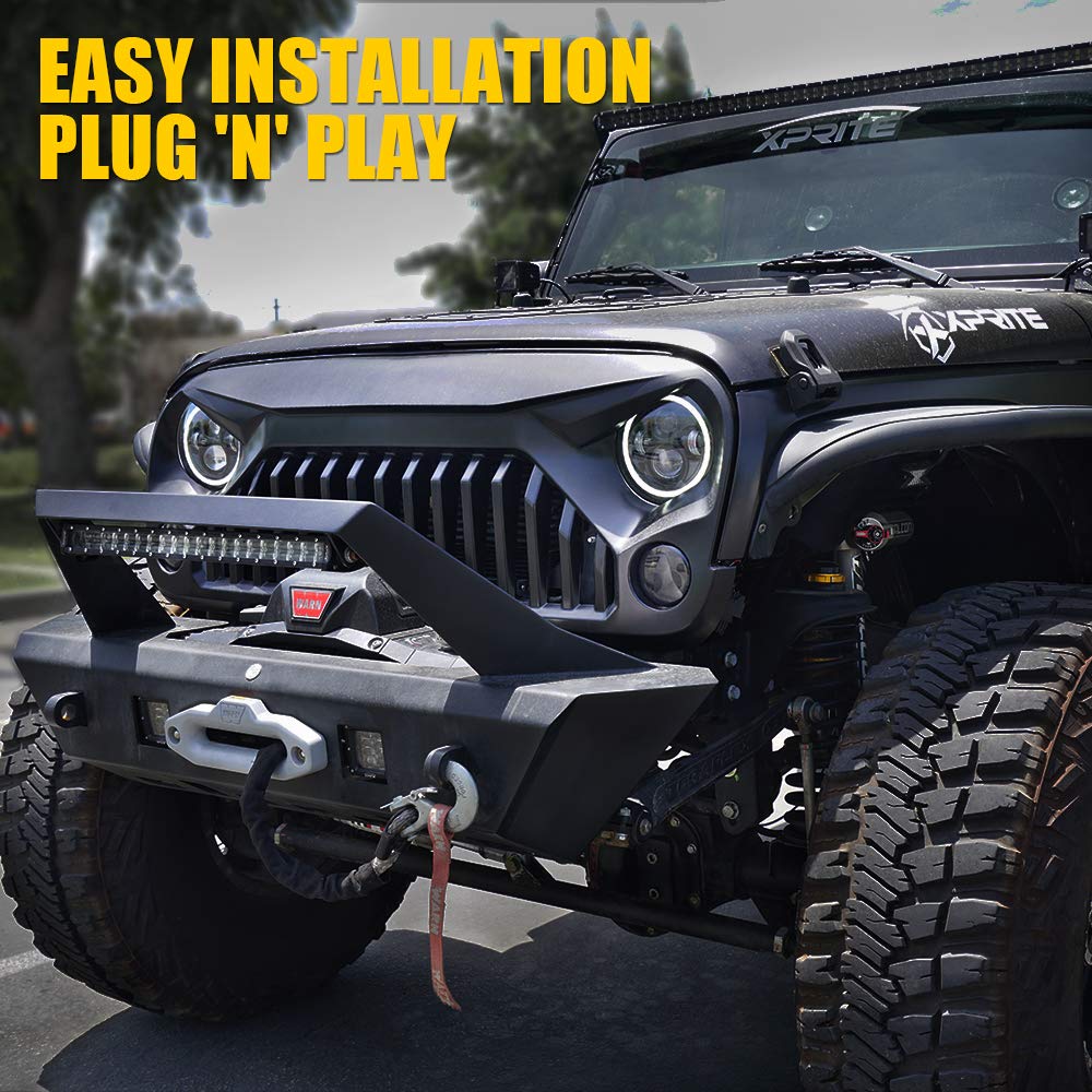 Xprite Amber Led Turn Signal Light W/Smoke Lens, Aluminum Front Blinker Lights Compatible With 2007-2018 Jeep Wrangler Jk