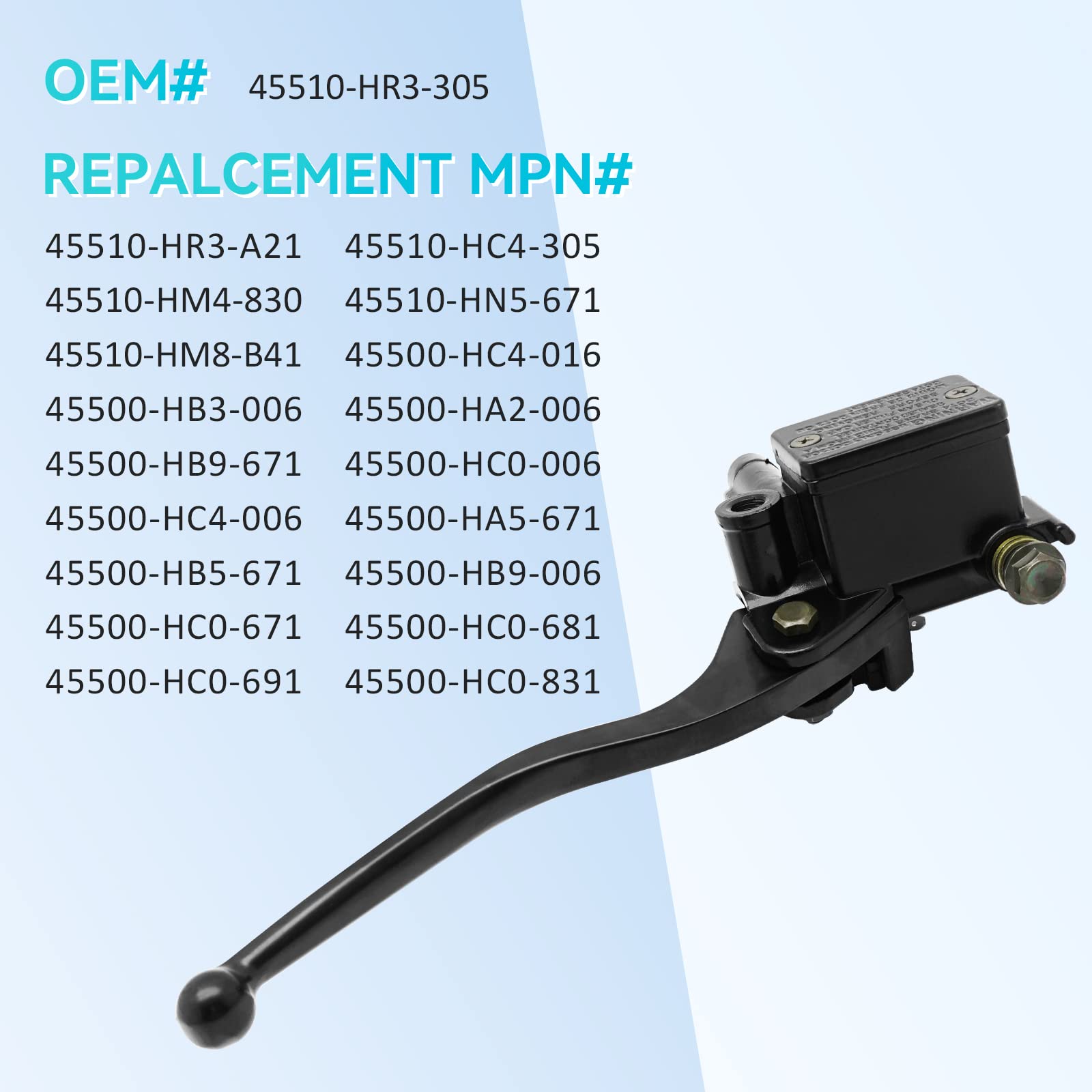 Front Brake Master Cylinder Compatible With Honda Trx 200 250 300 350 420 500 520 Atc 200X 250R 350X Ome#45510-Hr3-305