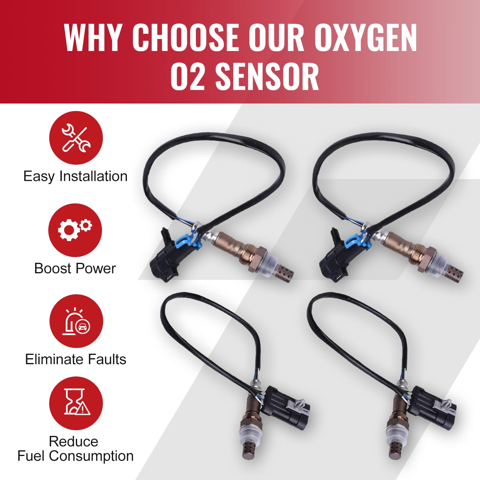 Bapmic Upstream Downstream Oxygen O2 Sensor 96 97 98 Chevrolet Silverado 1500 9617178, 234-4012, SG454 SG236, 13474, 234-4018 for 17 pan Bolts 4l80e Transmission (Set of 4)