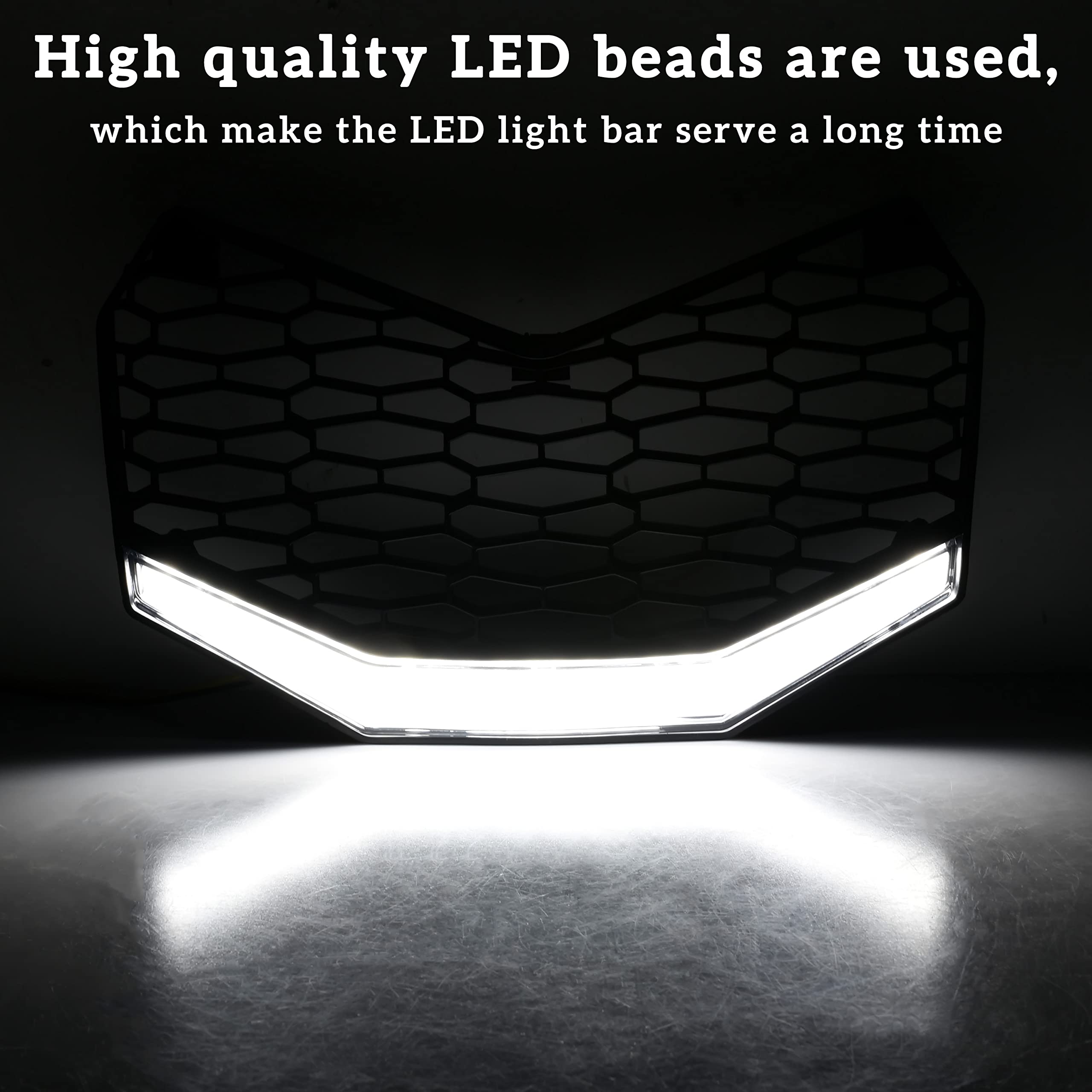 Sautvs Front Grille With Led Light For Maverick X3 2017-2025, New Premium Front Bumper Mesh Grill With Led Light Bar For Can-Am Maverick X3 2017-2025 Accessories