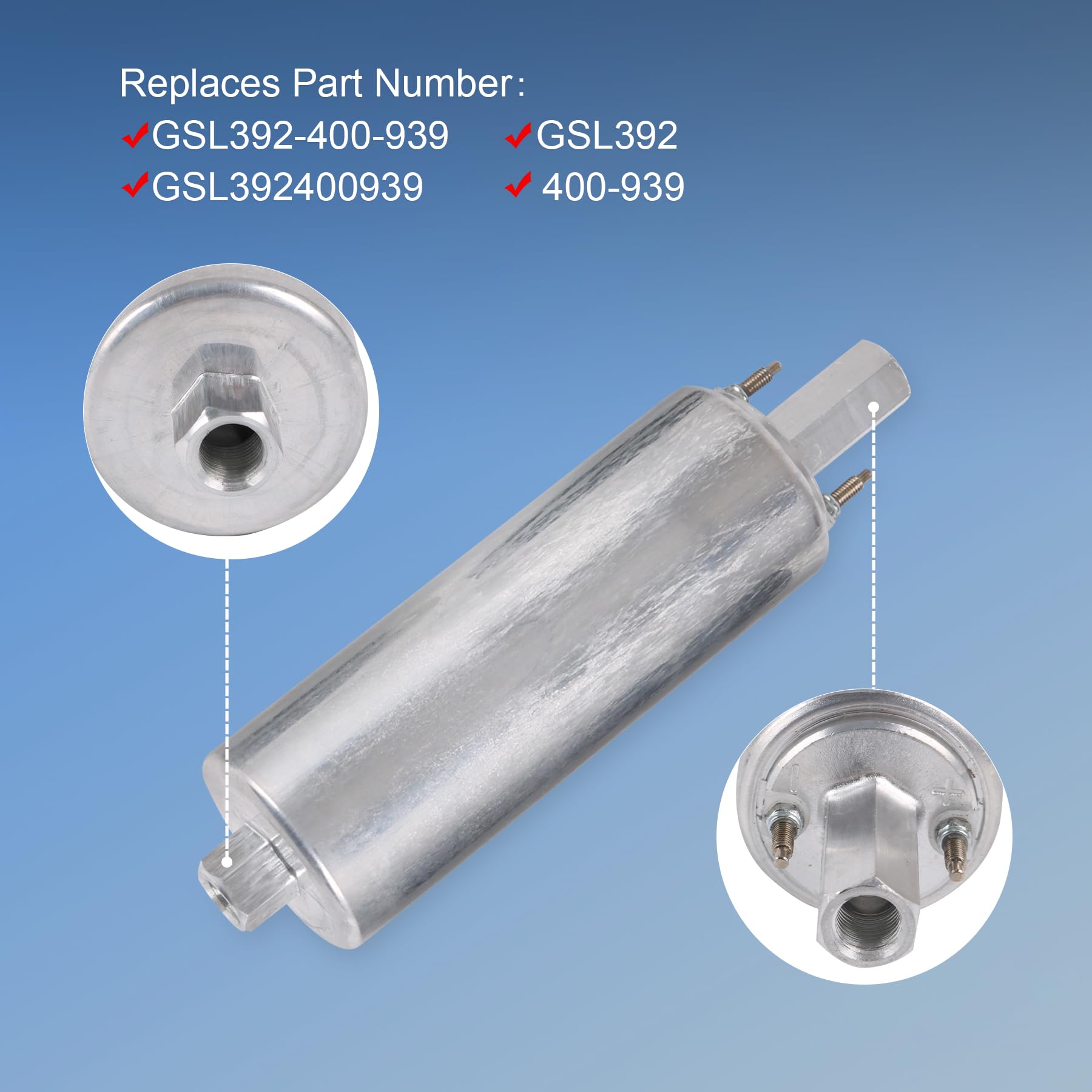 High Flow & Pressure External Inline 255LPH Fuel Pump With Installation Kit Replacement For GSL392, GSL392-400-939, GSL392400939