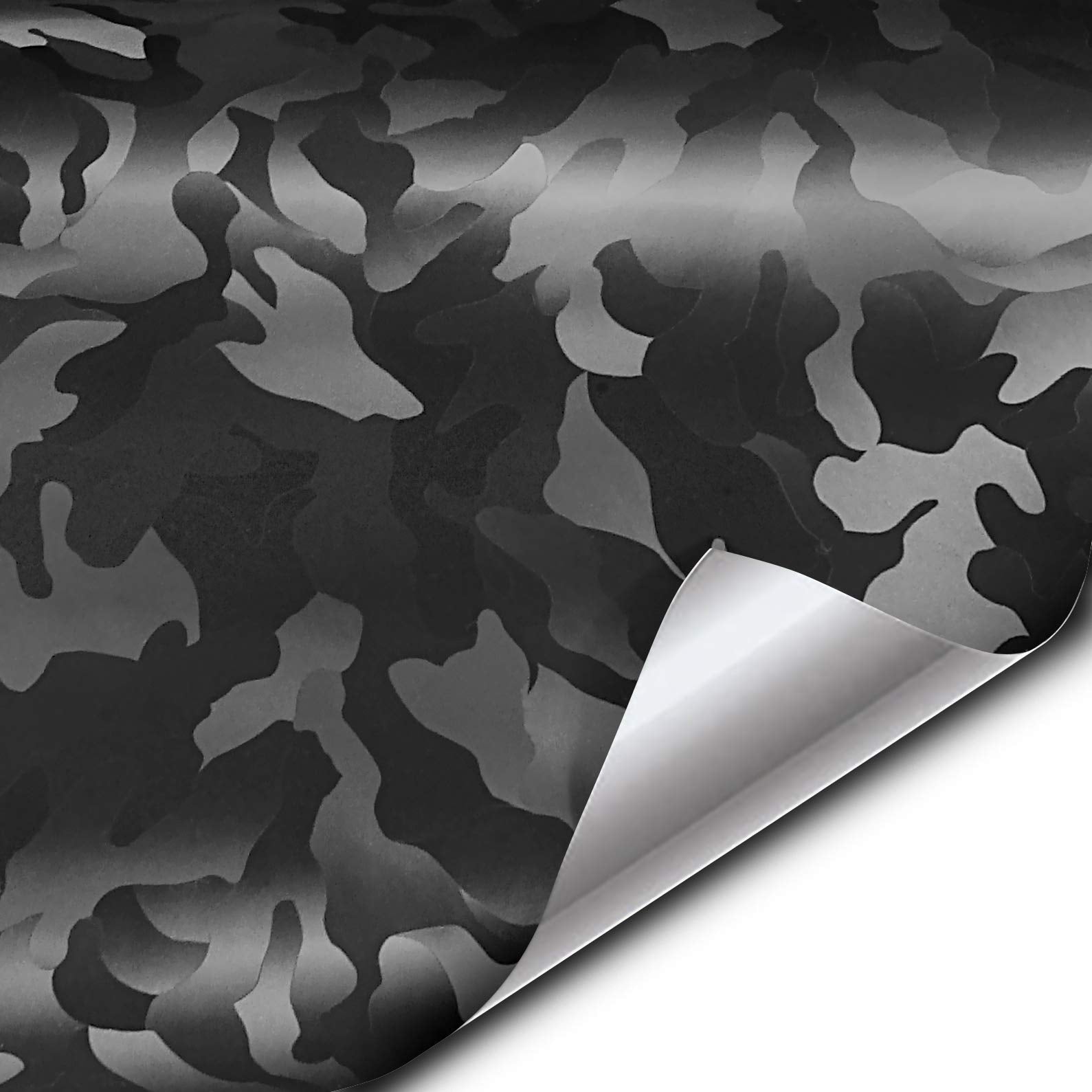 Vvivid+ Stealth Medium Pattern Camouflage Vinyl Wrap Roll (10Ft X 5Ft, Black)