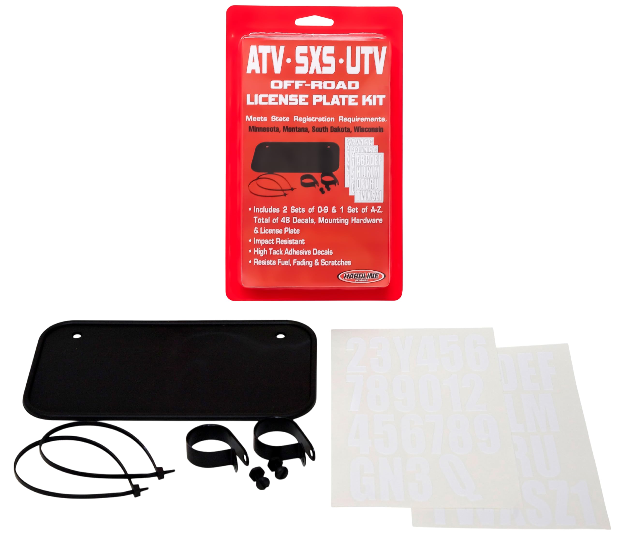 Hardline 2341B Atv License Plate Kit - Black Plate/White Letters