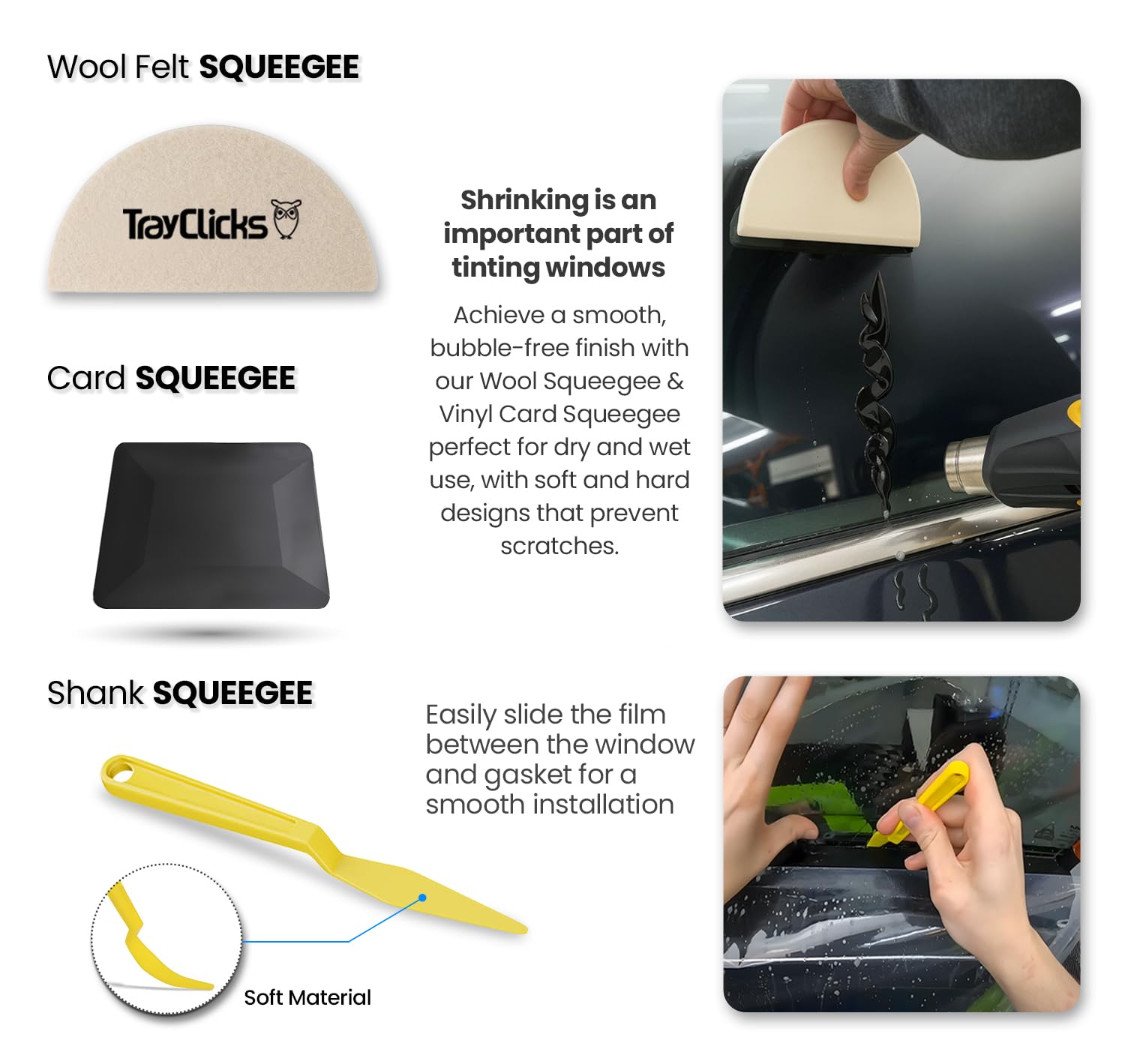 Window Tint Tools kit Vinyl Wrap Tool for Car Tinting Windshield Back Window Squeegee Bulldozer Squeegee Scrubber Paddle Rubber