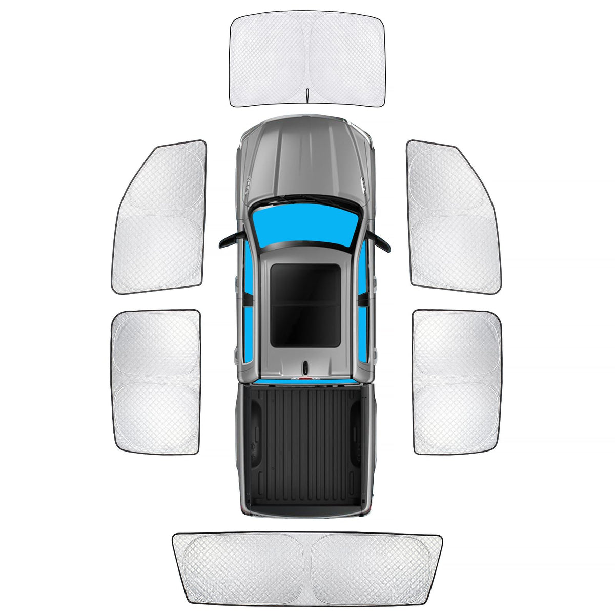 Kmf Full Window Sun Shade Custom Fit For Dodge Ram 1500 Accessories 2019-2024 2025 Crewcab,Megacab Pickup,2Dr Regularcab,4Dr Qua