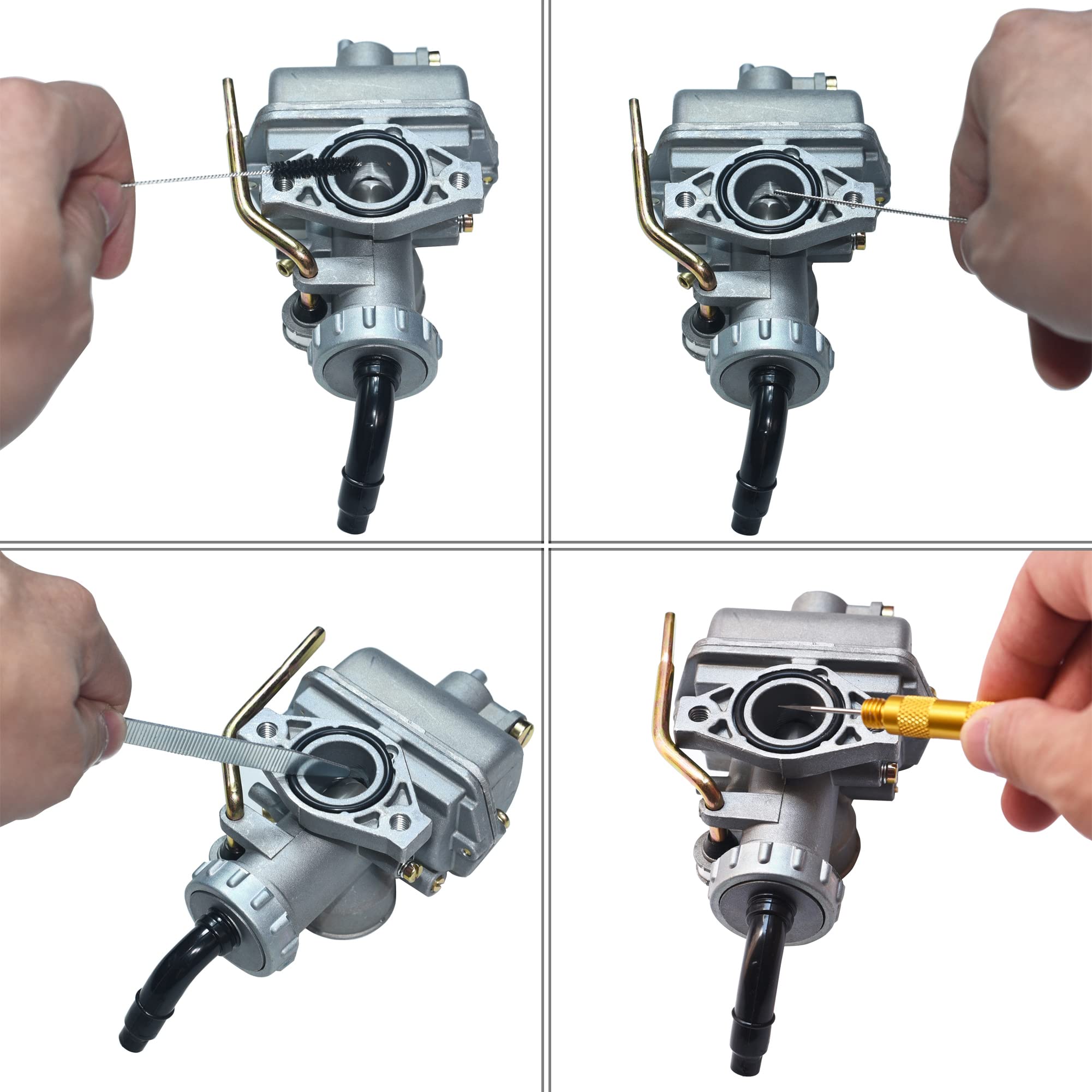 Carburetor Carbon Dirt Jet Remove Cleaner, 13 Cleaning Wires Set + 10 Cleaning Needles + 5 Nylon Brushes + 1 Sharp Pick Tool Kit For Motorcycle Atv Moped Welder Carb Chainsaw Spray Guns Torch Tips