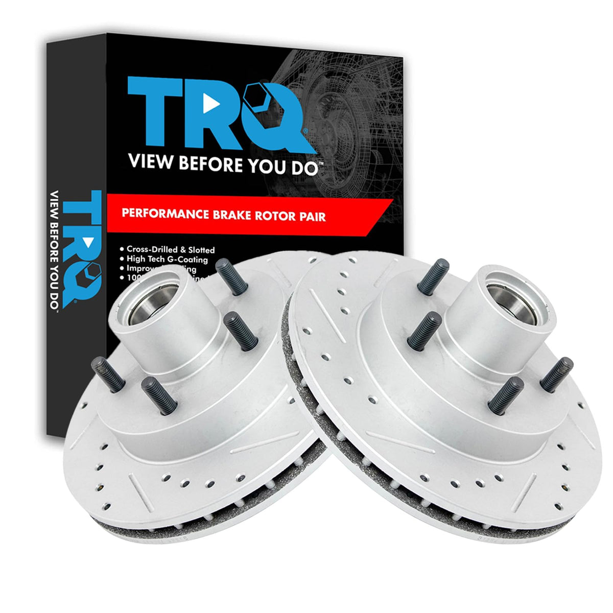 Trq Front Performance Brake Rotor Drilled Slotted Pair Set For Blazer/Blazer S10 / Hombre/Jimmy S-15 / S-15 Sonoma / S10 Pickup