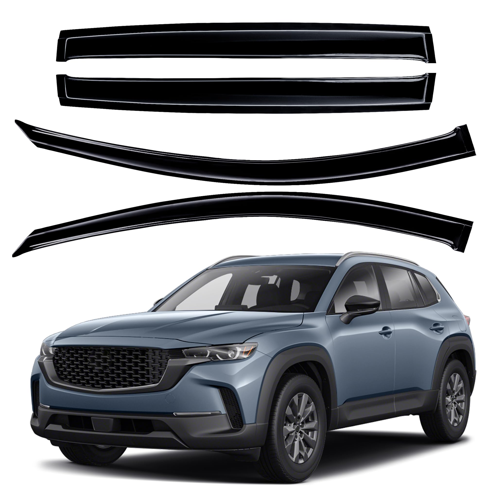 AUXKO Window Rain Guard for Mazda CX50 CX-50 2025 2024 2023 Outside Tape-On Shatterproof Sun Smoke Guard Vent Visor Side Wind De
