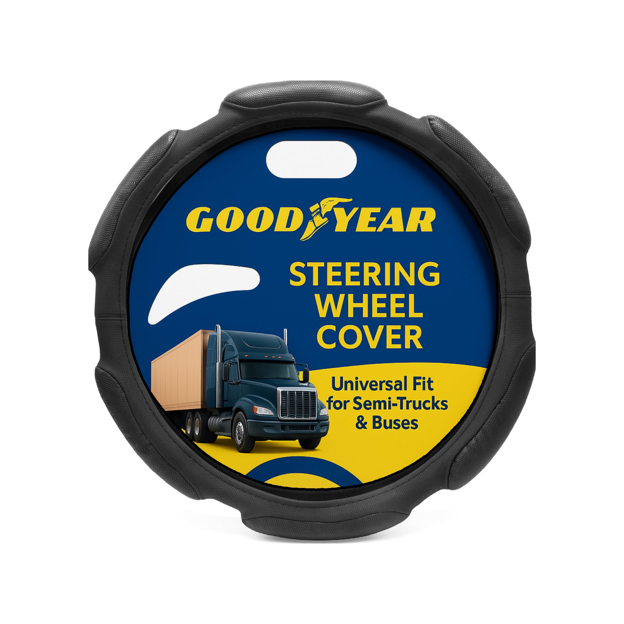 Goodyear Bus and Truck Steering Wheel Cover (18 INCHES) - Semi Truck, Vegan Leather Grip, Non-Slip, Comfortable, Heavy-Duty Prot
