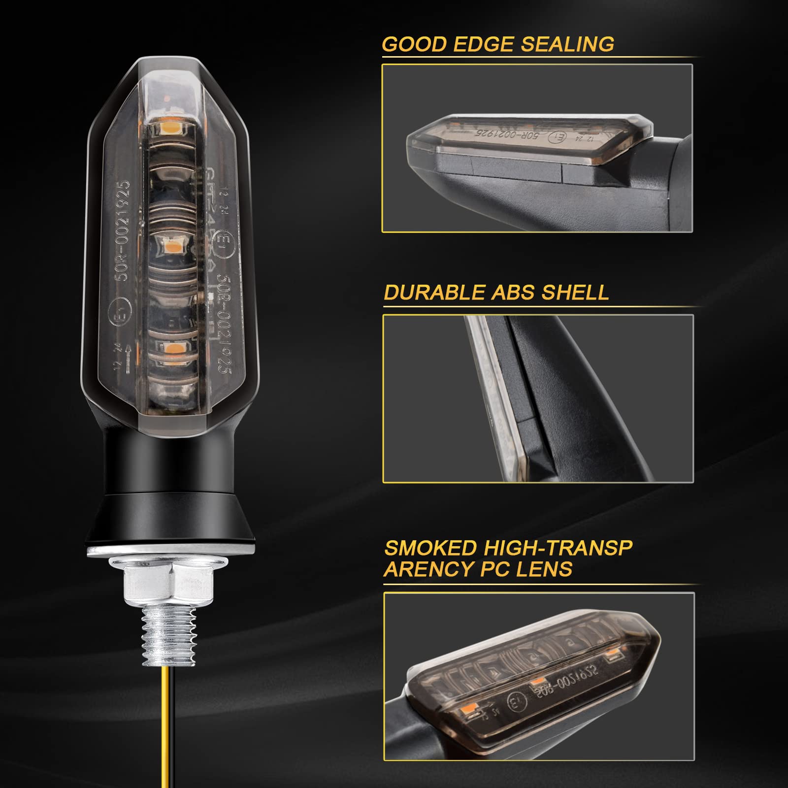 CHCSHH Motorcycle Turn Signals 12V LED Amber Blinker Lights for Motorbike, Scooter, Off Road, Quad - Model Moto-1