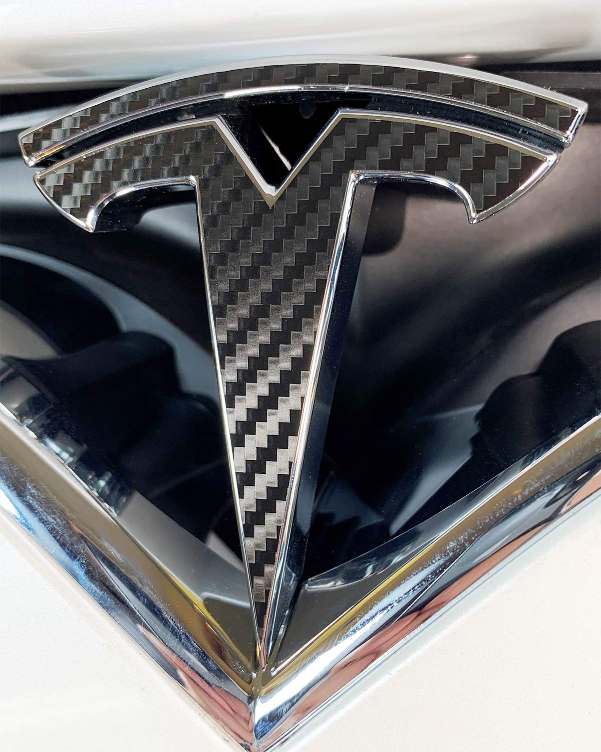 Logo Decal Wrap For Tesla Model X, 14-Pc Set (Carbon Fiber Black)