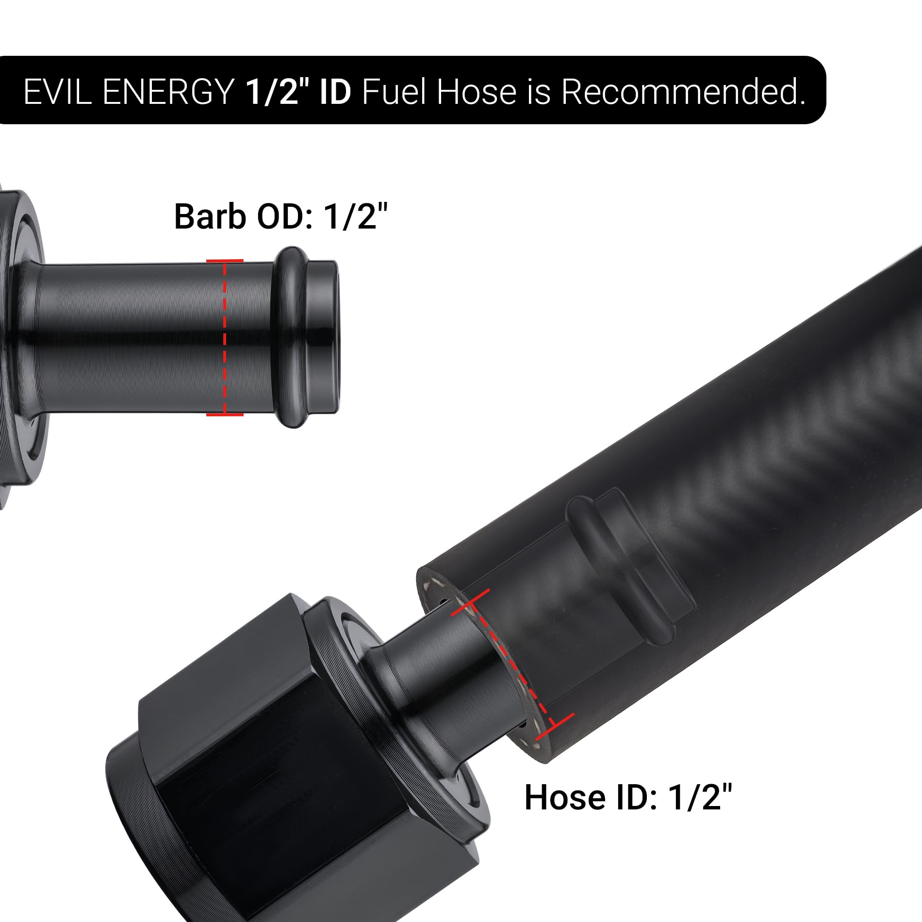 EVIL ENERGY 10AN Female to 1/2'' Barb Hose Fitting Straight Swivel 2PCS