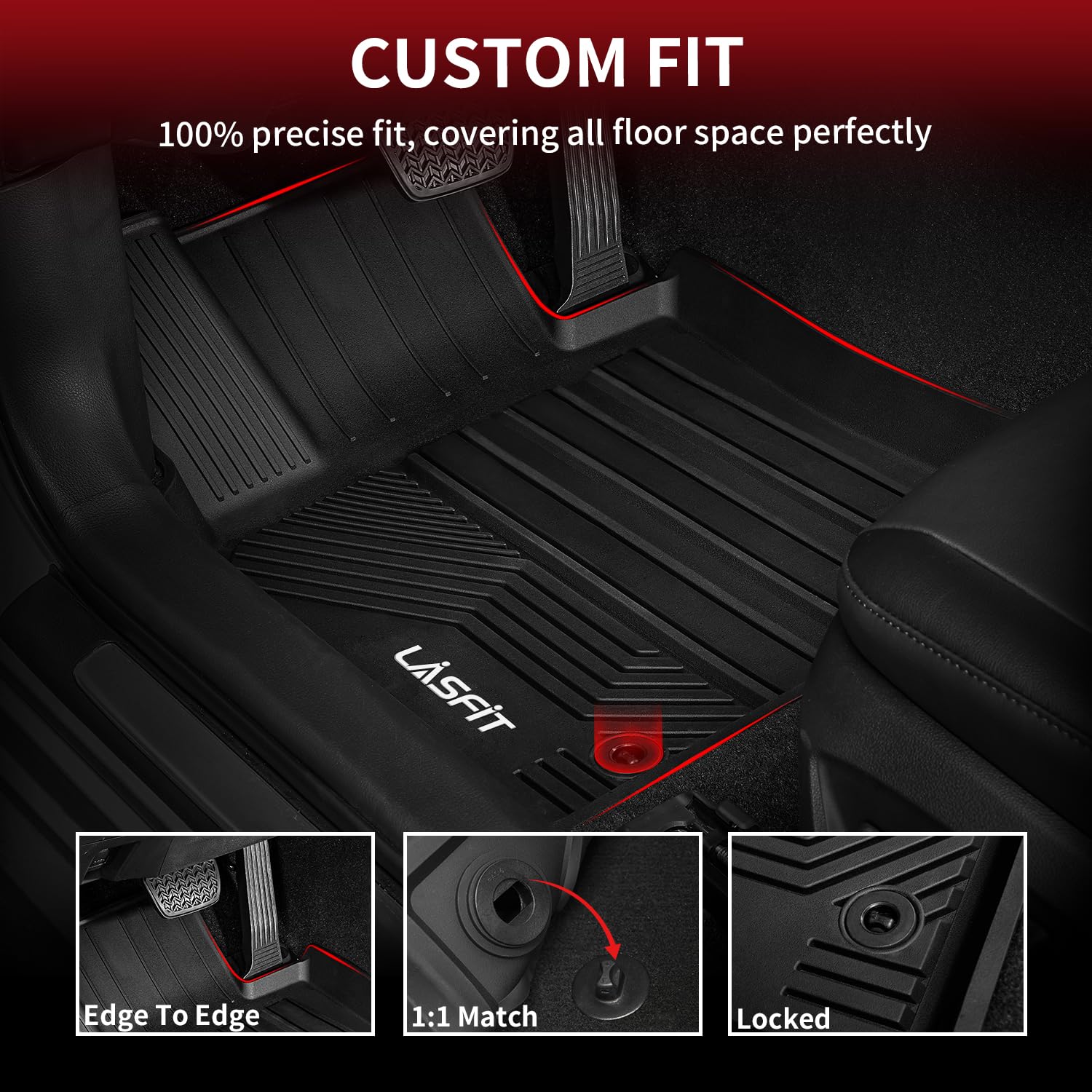 Lasfit Floor Mats For Toyota 4Runner 2013-2024 (Fit 7 Seats&5 Seats) & For Lexus Gx460 2014-2023, All Weather Tpe Custom Fit Flo