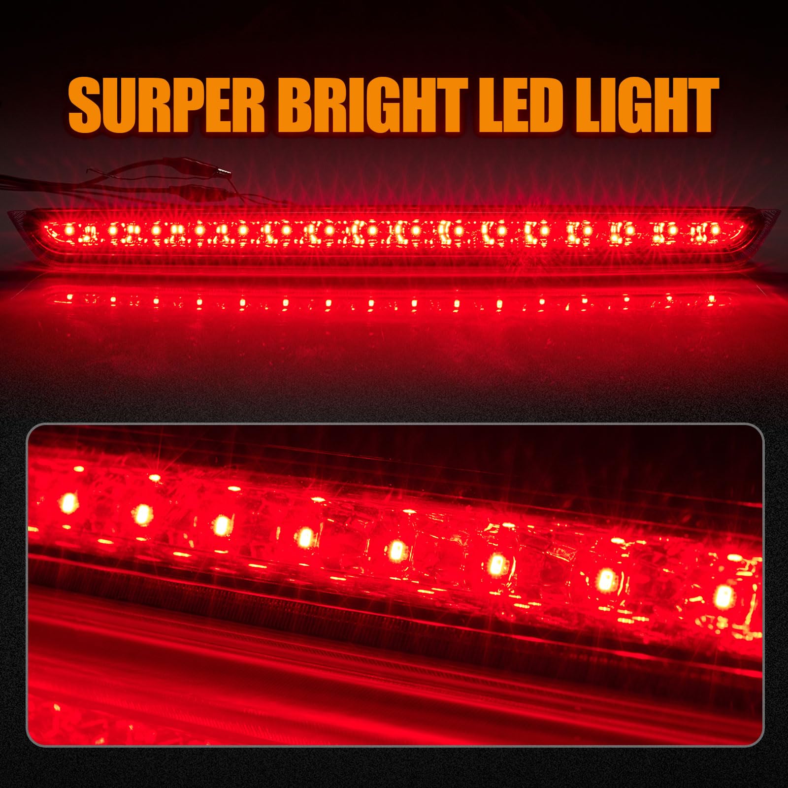 Cxdar Third 3Rd Brake Light Led For 2007-2014 Chevy Tahoe Suburban/Gmc Yukon, High Mount Rear Brake Lights Assembly For 07-14 Yu