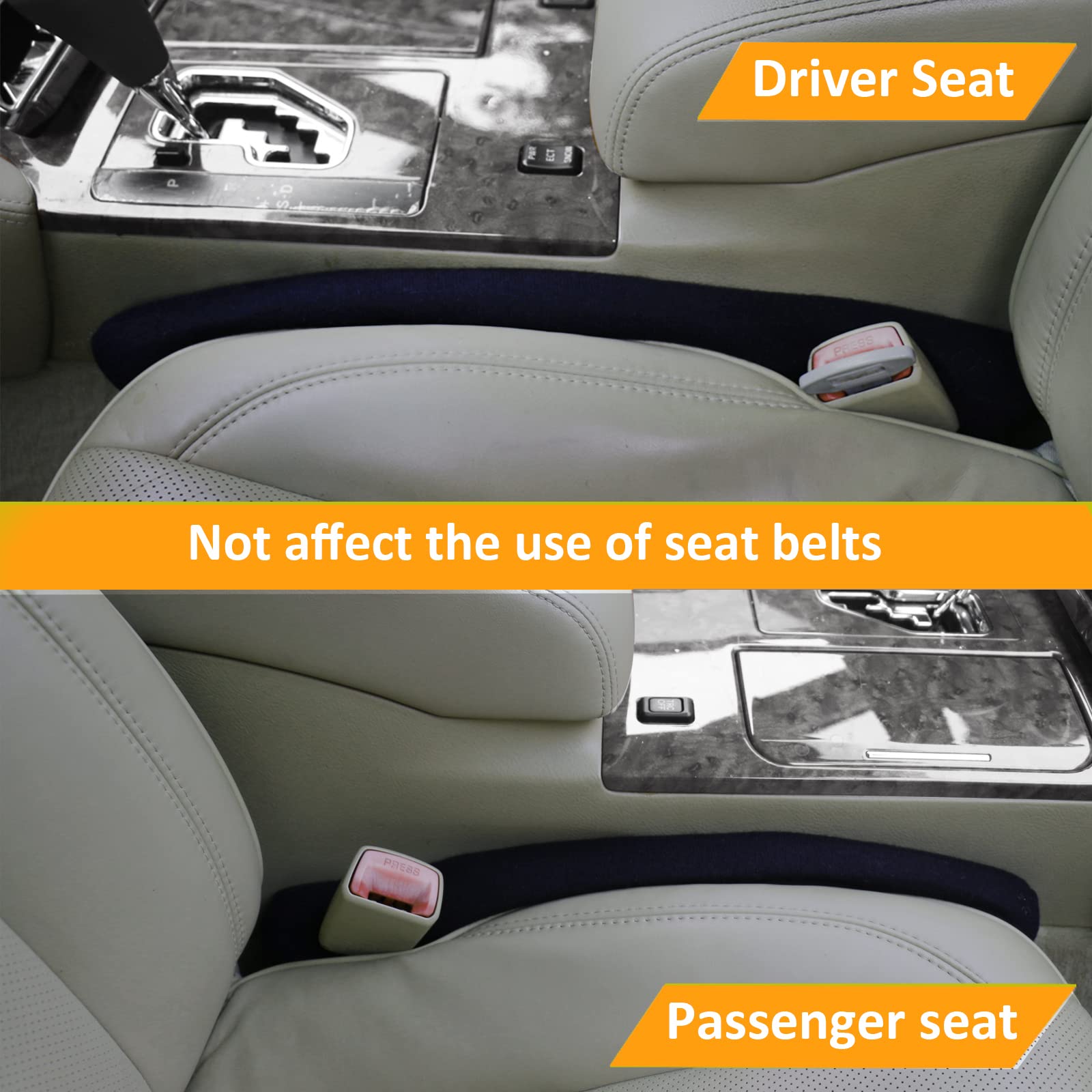 Ylxgt Car Seat Gap Filler Universal For Car Suv Truck Fit Organizer Fill The Gap Between Seat And Console Stop Things From Dropping Black 4Pcs