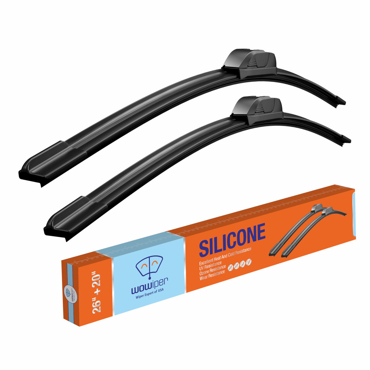 Wowiper Silicone Wiper Blades 26 20 Replacement For Toyota Camry 2023 2022 2021 2020 2019 2018 Highlander 2019-2008/Dodge Grand 