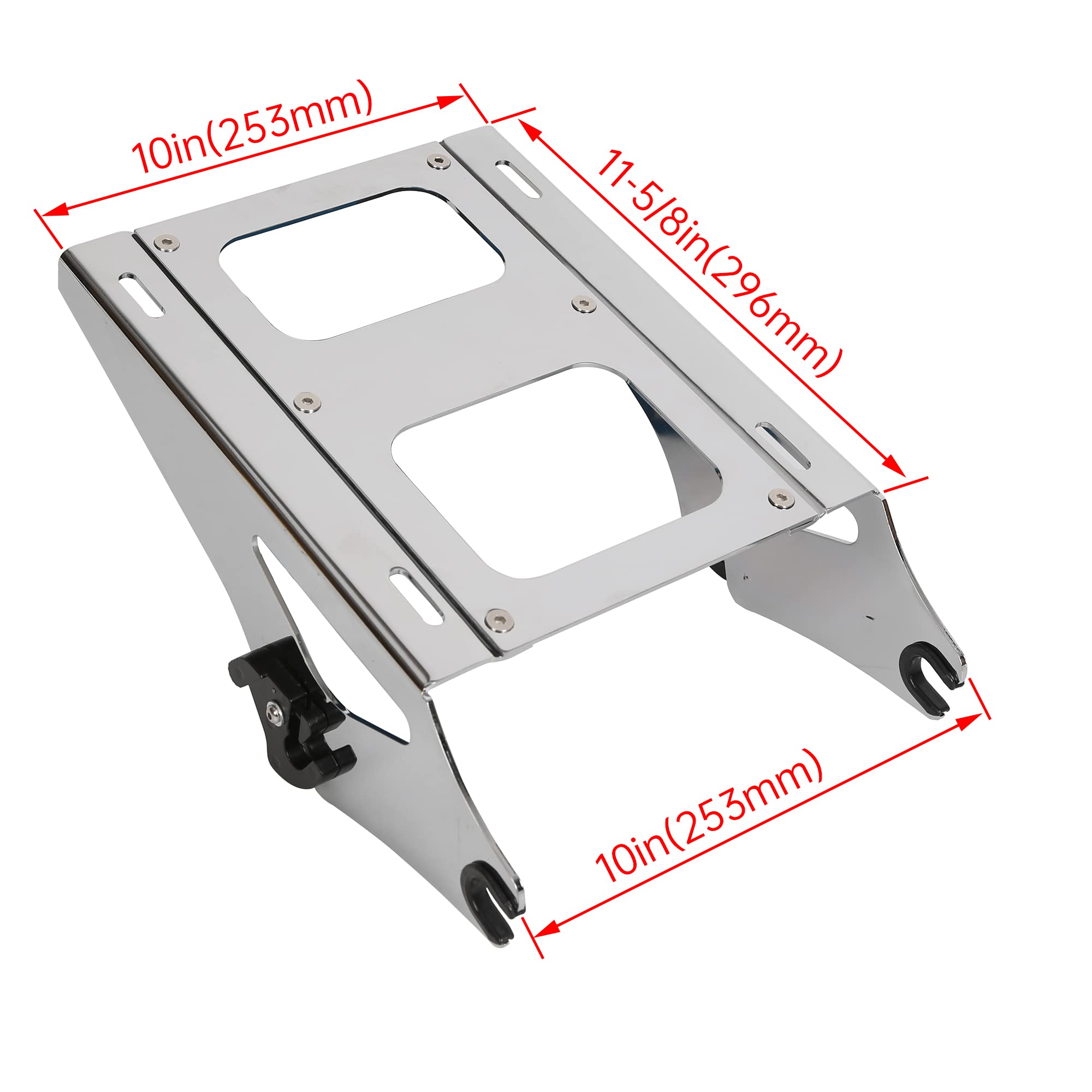 Ecotric 2 Two Up Tour Pack Mounting Rack Compatible With Harley Davidson Touring 2014-2024 Road King Street Glide Road Glide Electra Glide Detachable Mount Luggage Rack (Chrome)