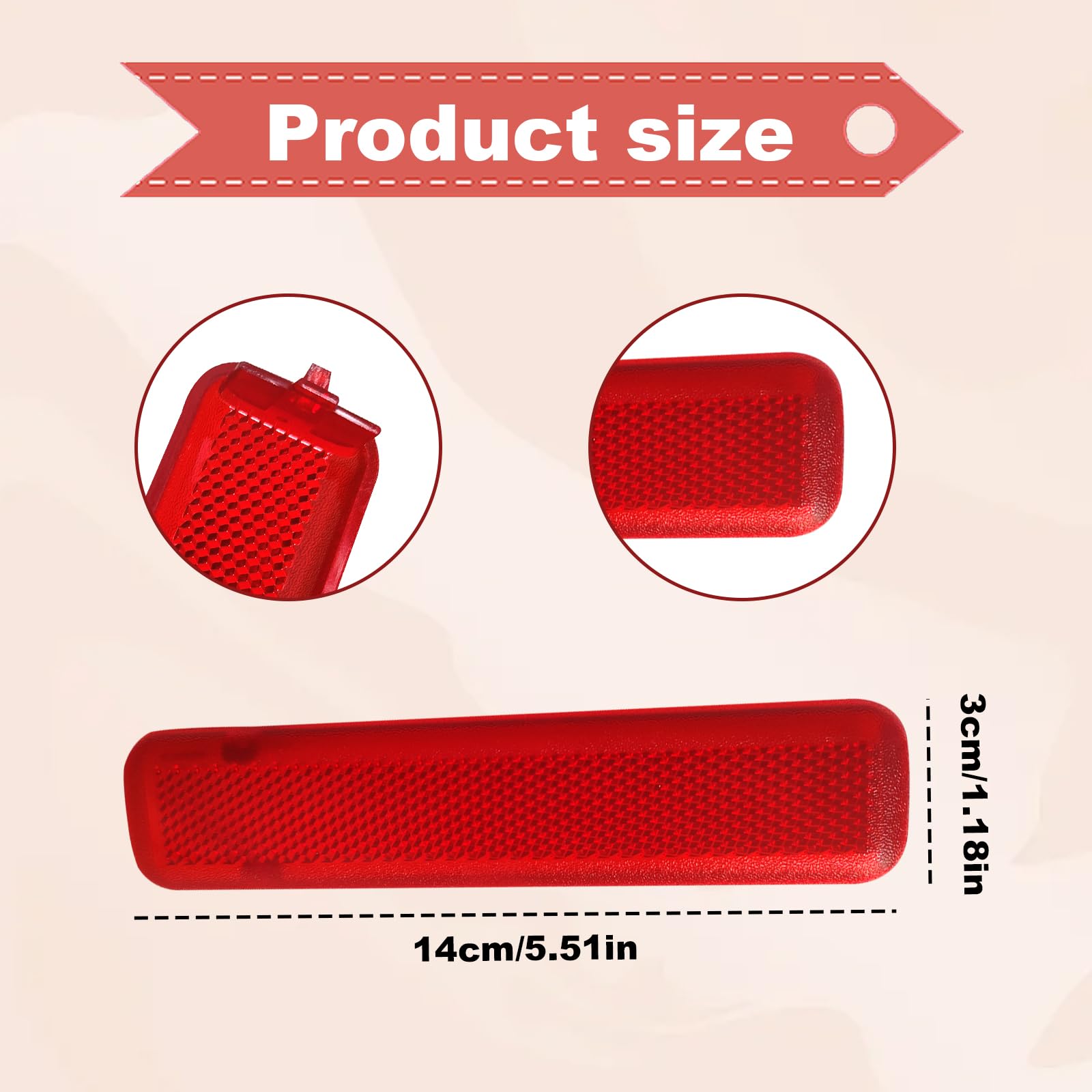15183155 Car Red Warning Safety Reflector Strips Rear Left Driver And Right Passenger Side Door Reflector Panel Compatible With