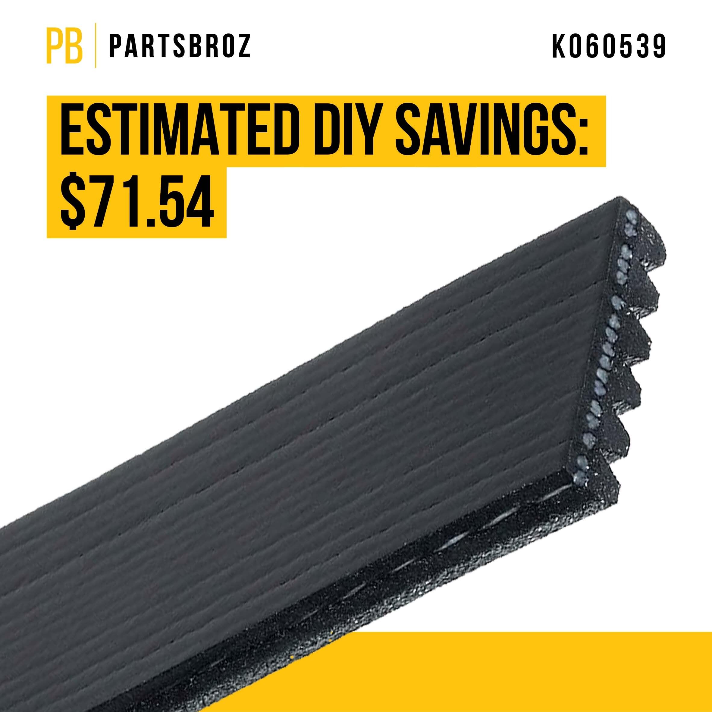 Partsbroz K060539 Micro-V Serpentine Drive Belt - Compatible With Gates Continental Dayco Bando Acdelco Masterpro Goodyear - Rep