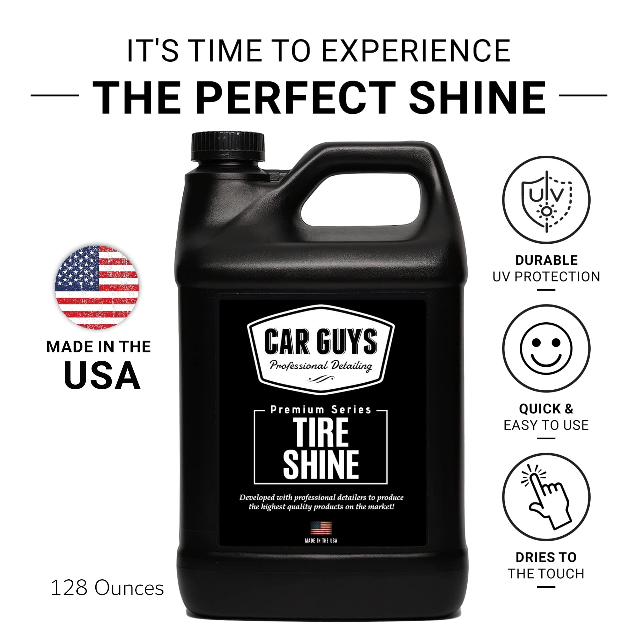 CAR GUYS Tire Shine 1 Gallon Refill - Durable Tire Dressing with Long Lasting UV Protection - Perfect Shine for All Tires