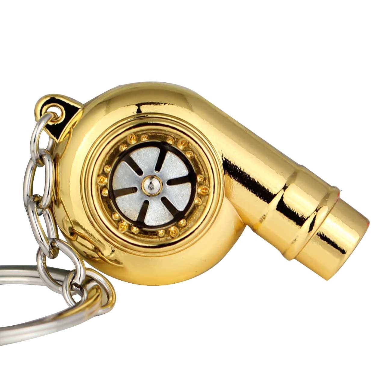 maycom Creative Spinning New Chrome Polished Gold Turbo Turbocharger Keychain Key Chain Ring Keyring Keyfob,make Whistle Sound