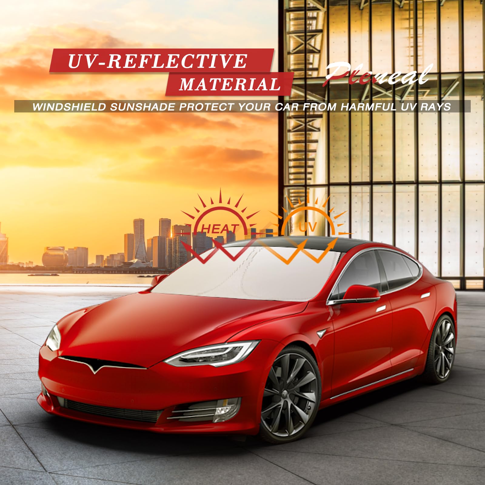 Windshield Sun Shade - Car Sun Shade Windshield, Compatible For Tesla Model 3/Y Customized, Tesla Model 3/Y Accessories 2025 Fol