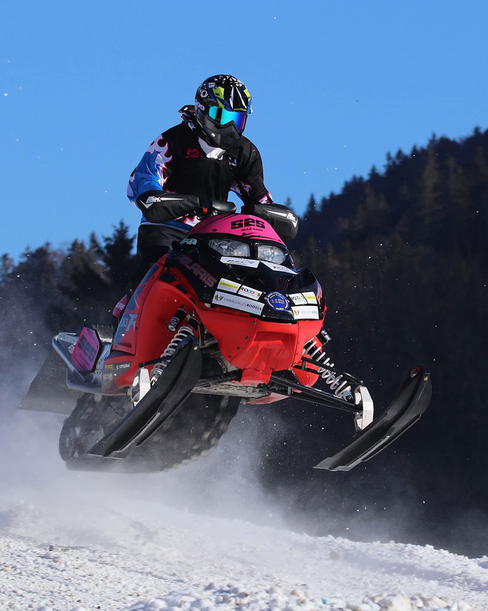 Frienda 2 Pieces Motorcycle Goggles Helmet Riding Goggles Glasses With Face Cover (Colourful, Gold)