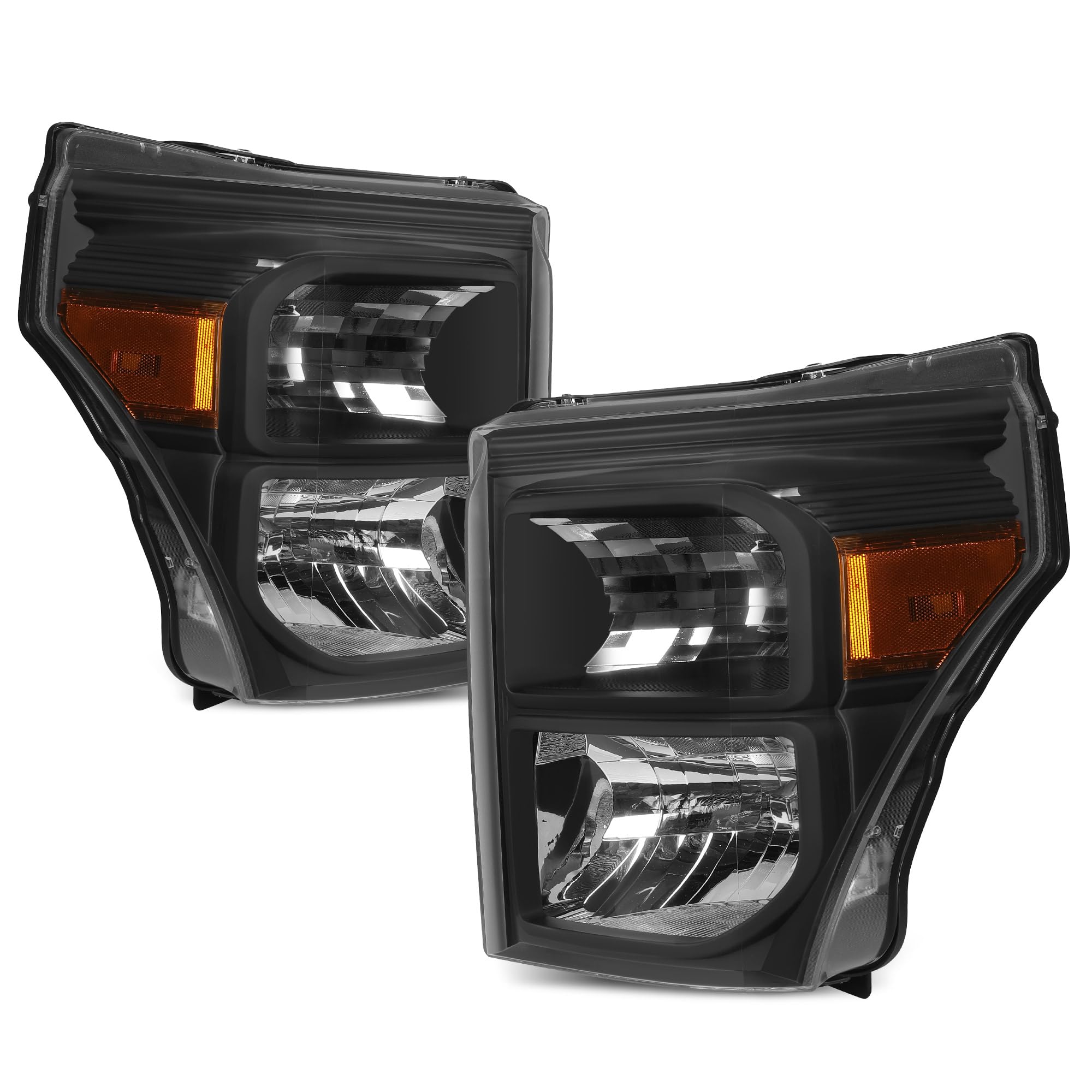 Autosaver88 Headlights Assembly Compatible With 2011-2016 Ford F-250 F-350 F-450 F-550 Super Duty Replacement Headlamp Black Hou