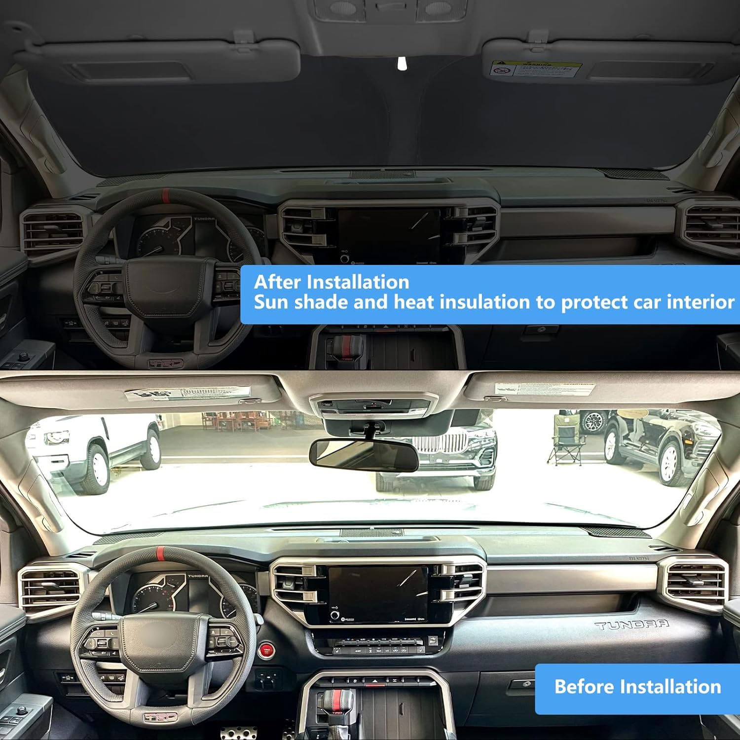 for Toyota Tacoma Windshield Sun Shade 2025 2024 2023 2022-2016, Window Sunshade Car Accessories Fit Tacoma 2Dr 4Dr Pickup Folda