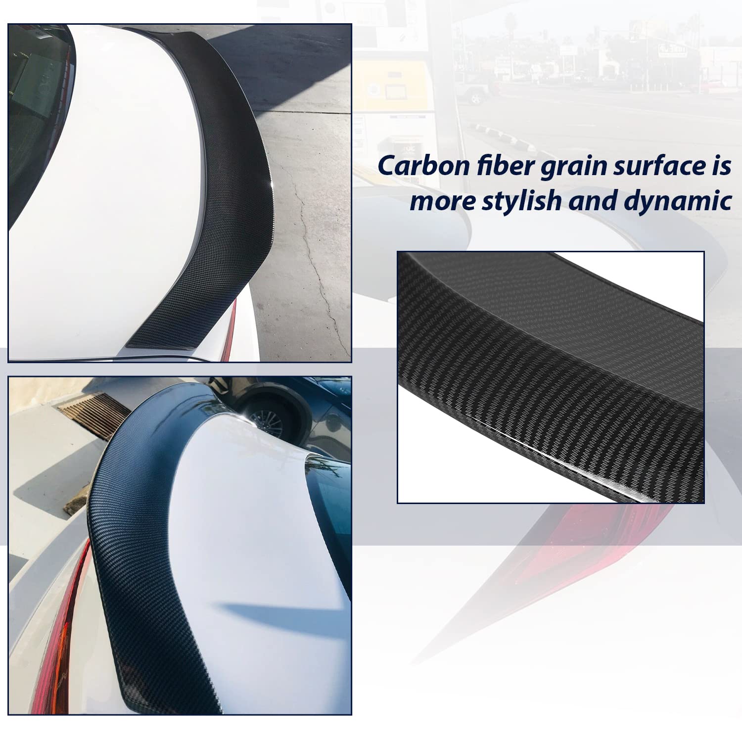 Ecotric Rear Trunk Spoiler Wing Lid Compatible With 14-20 Lexus Is200T Is250 Is300 Is350 Carbon Fiber Style Durable Plastic