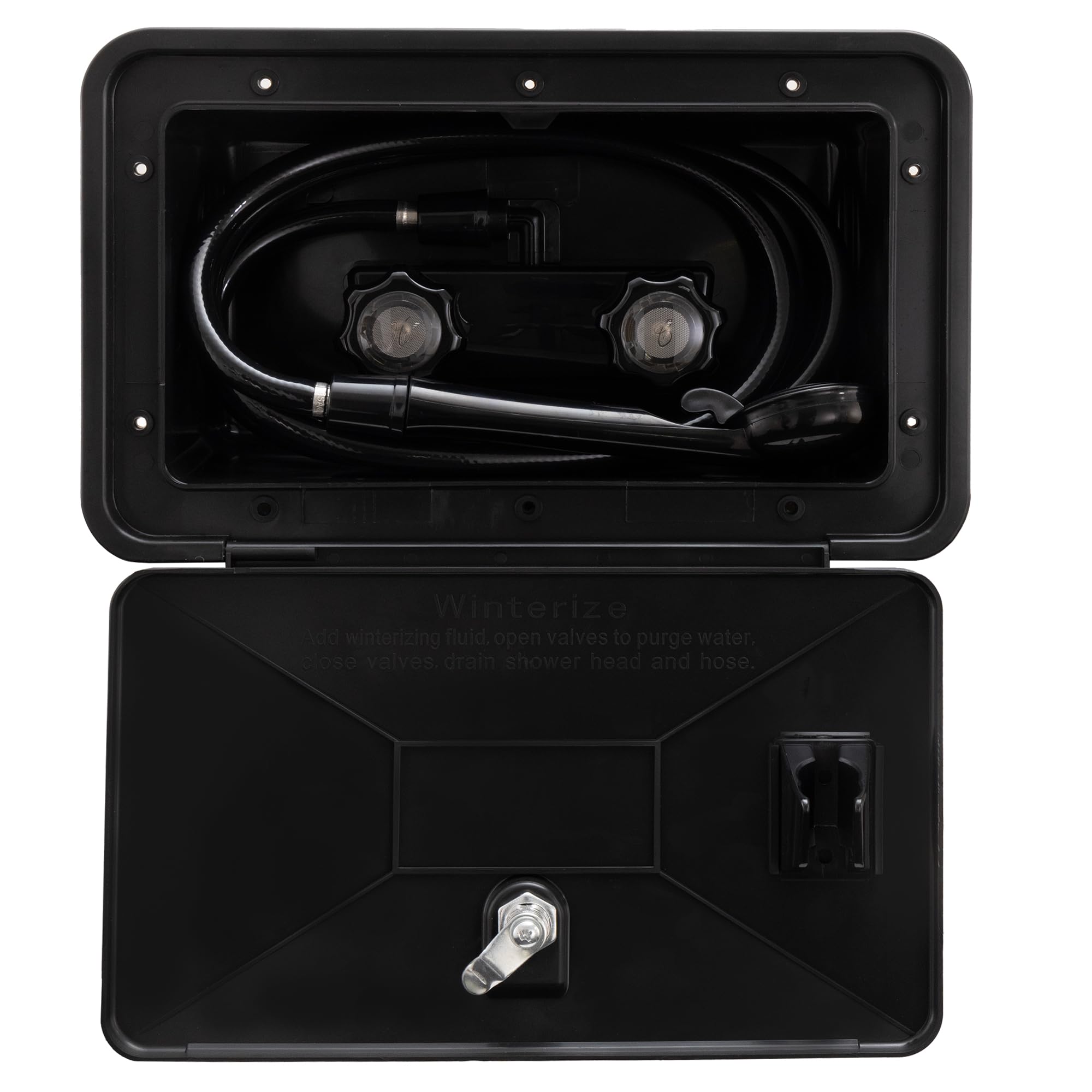 Recpro Rv Exterior Shower Box Kit | Locking Cowboy Shower With 51    Vinyl Hose, 2.5 Gpm Showerhead | Uv-Resistant, Rust-Free, E