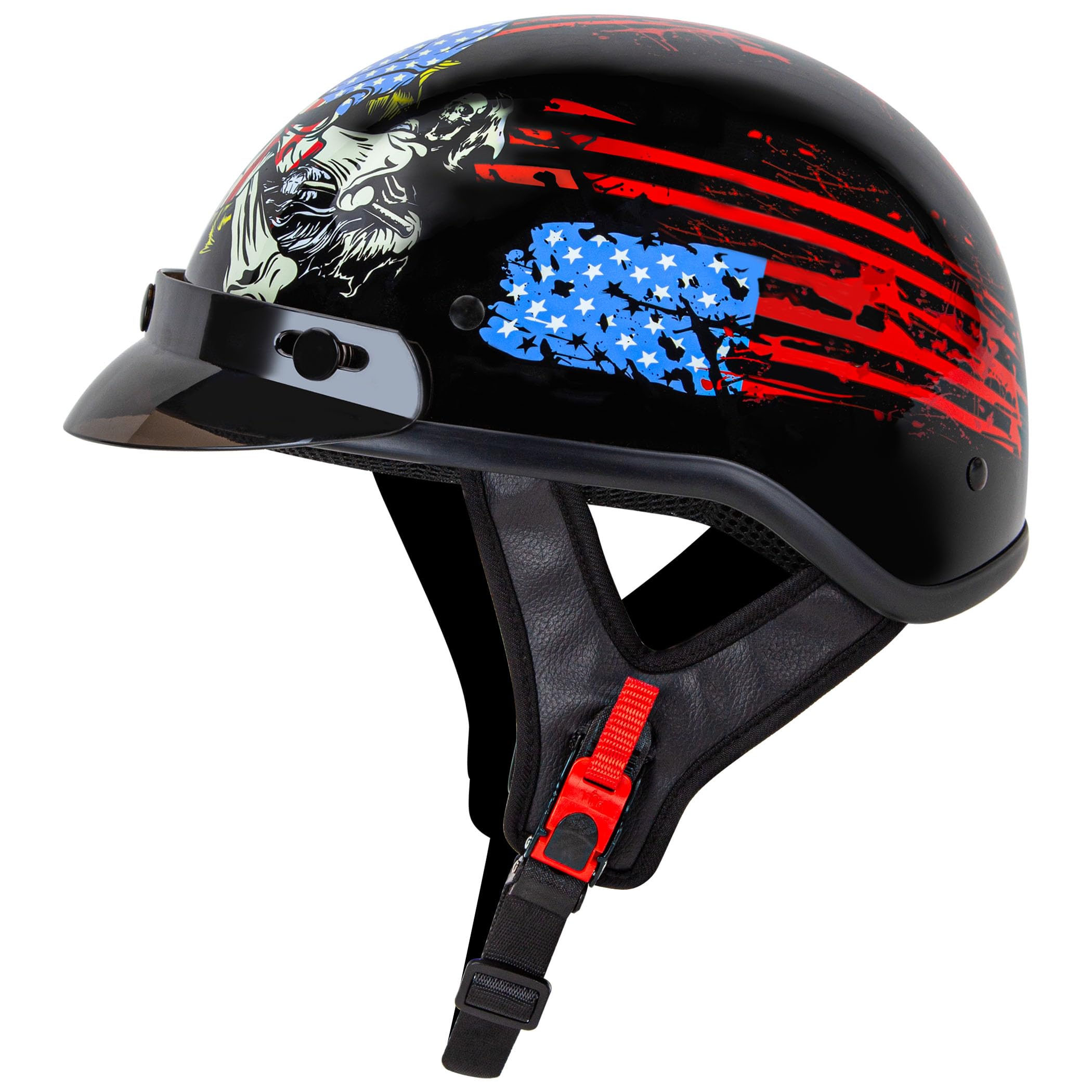 Cartman Cruiser Scooter Motorcycle Half Face Helmet, American Flag Skull Usa Graphics, Dot Approved For Bike Scooter Atv Utv Cho