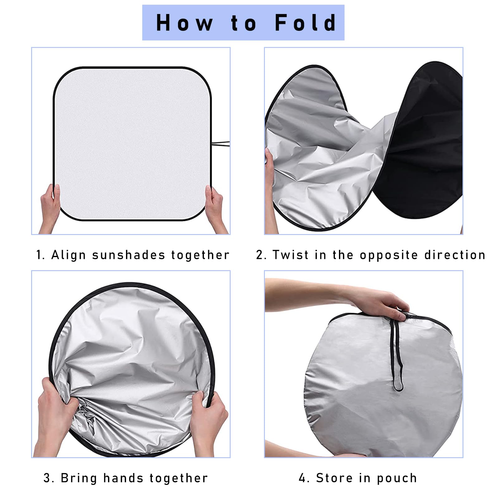 Ziciner 2 PCS Car Windshield Sun Shade, Auto Sun Heat and UV Rays Blocker, 28''  31'' Foldable Automotive Front Window Sunshade