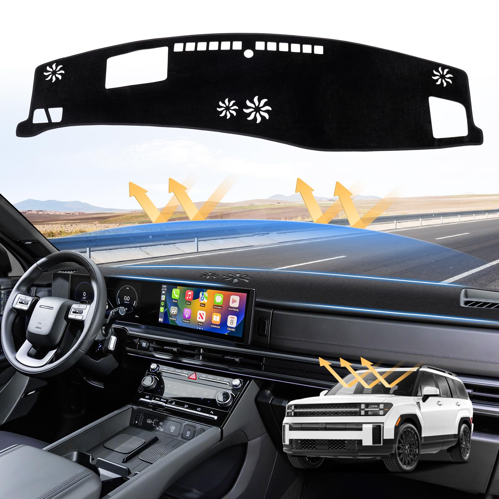 Sunsdrew Custom Fit Dash Cover For 2024 2025 Hyundai Santa Fe Mx5 Dashboard Cover Mat For Santa Fe Accessories Sunshade Nonslip